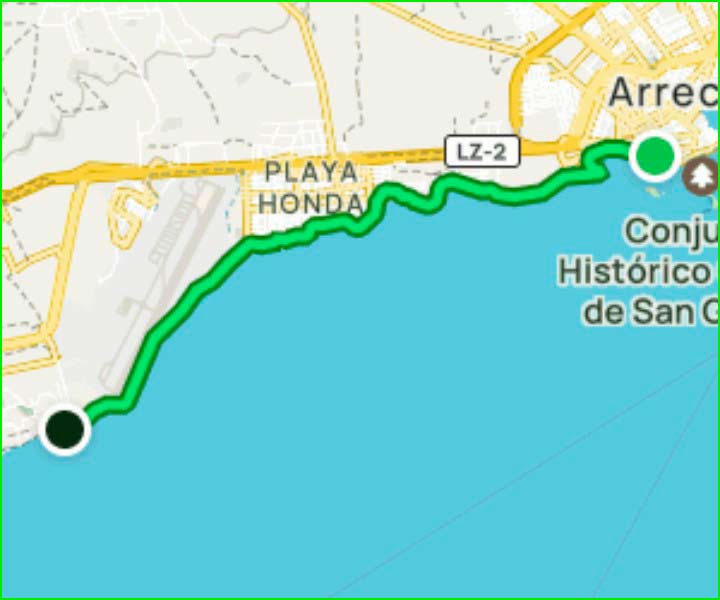 track Arrecife - Playa Guasimeta en Lanzarote