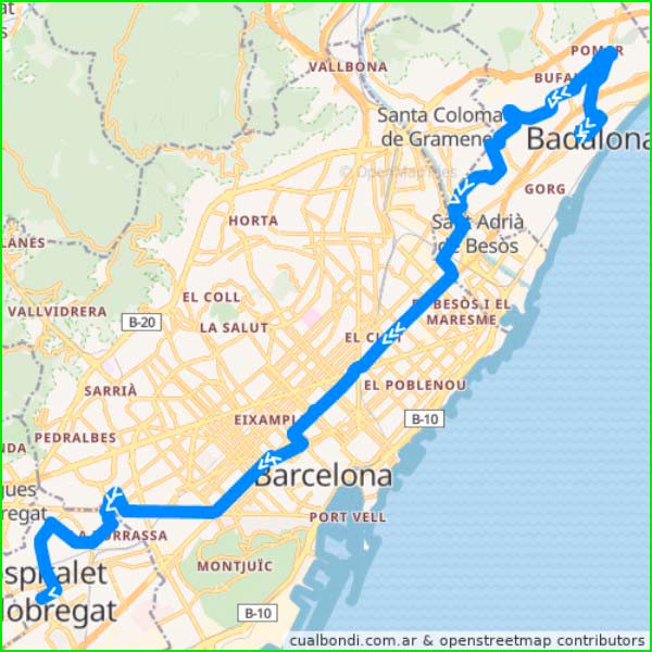 ruta Badalona a Barcelona en Barcelona
