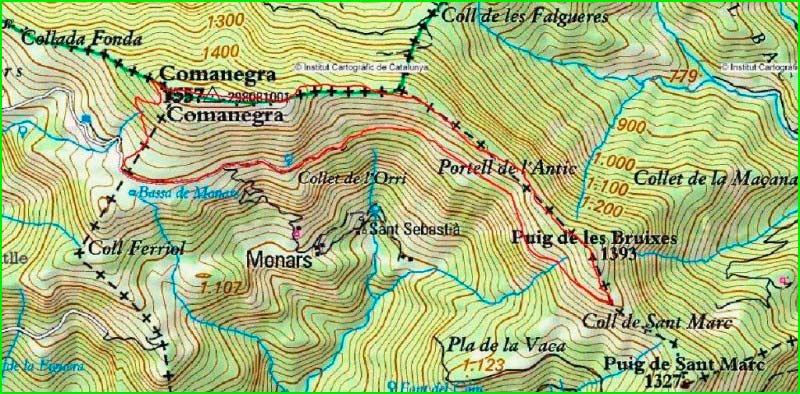 ruta Basses de Monars - Puig de les Bruixes - Puig Antic - Comanegre en Gerona