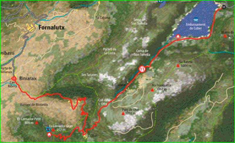 ruta Biniaraix - Embassament de Cúber en Baleares
