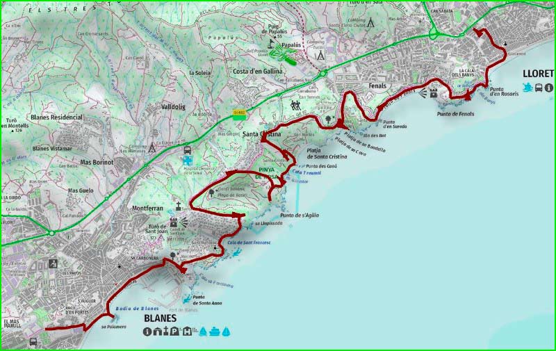 track Blanes - Lloret en Gerona