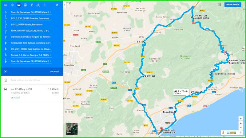 ruta Blanes - Pineda de Mar - Sant Celoni - Breda - Tordera en Barcelona