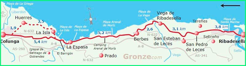 ruta Camino del Norte: Ribadesella a Colunga en Asturias