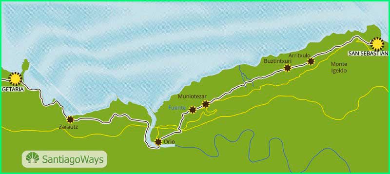 ruta Camino del Norte: San Sebastián a Zarautz en Guipúzcoa