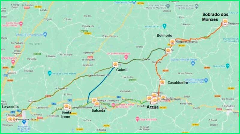 ruta Camino del Norte: Sobrado dos Monxes a Arzúa en La Coruña