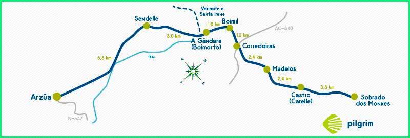 track Camino del Norte: Sobrado dos Monxes a Arzúa en La Coruña