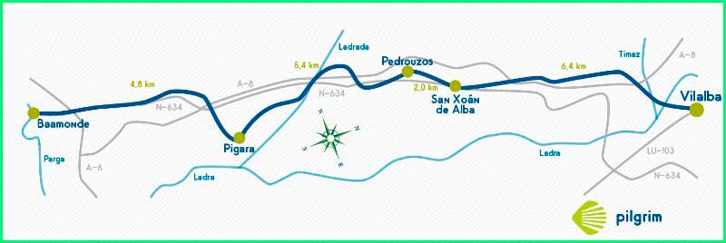 ruta Camino del Norte: Vilalba a Baamonde en Lugo