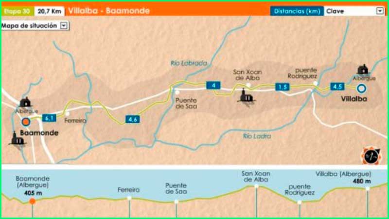 track Camino del Norte: Vilalba a Baamonde en Lugo