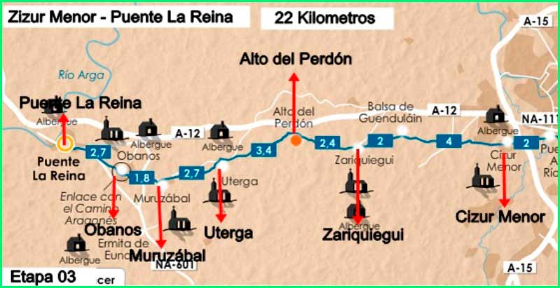 ruta Camino Francés: Cizur Menor - Puente La Reina en Navarra