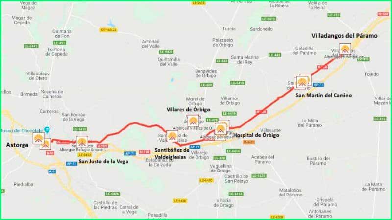 track Camino Francés: Villadangos del Páramo - Astorga en León